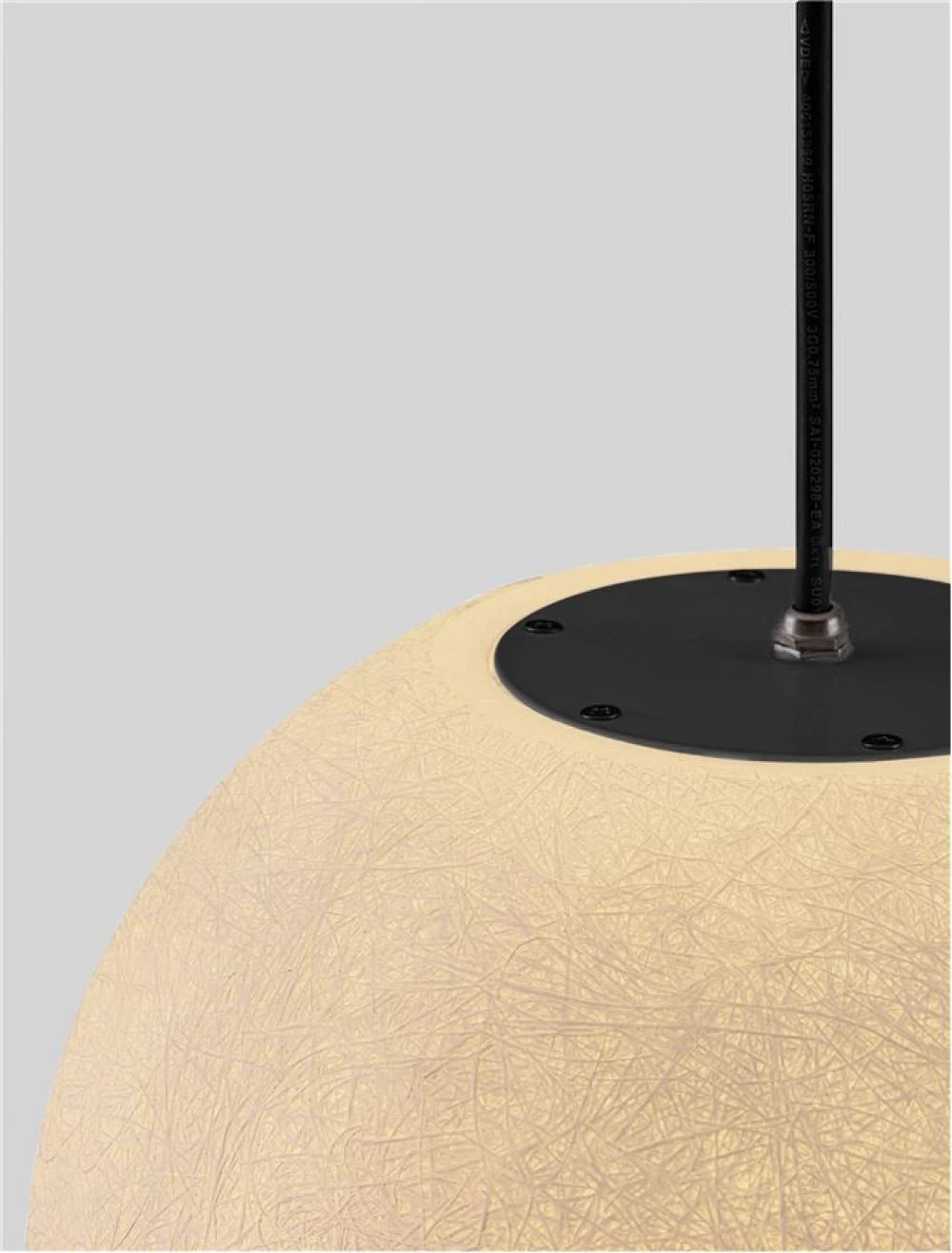 Pendul de exterior din metal Negru si Abajur din Fibra de rasina Alb H250xD30cm IP65 5W Moon