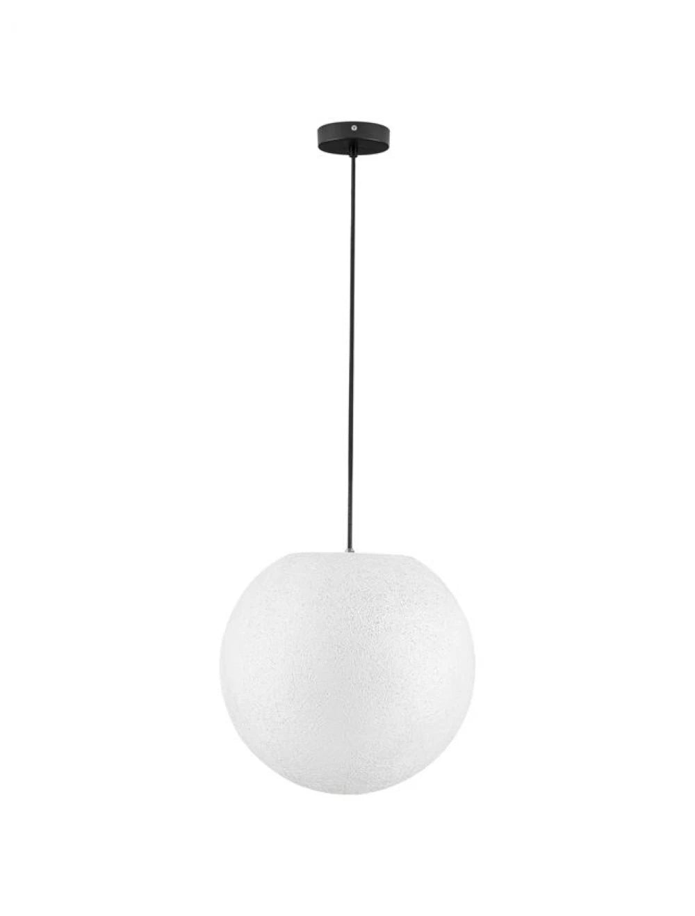 Pendul de exterior din metal Negru si Abajur din Fibra de rasina Alb H250xD40cm IP65 12W Moon