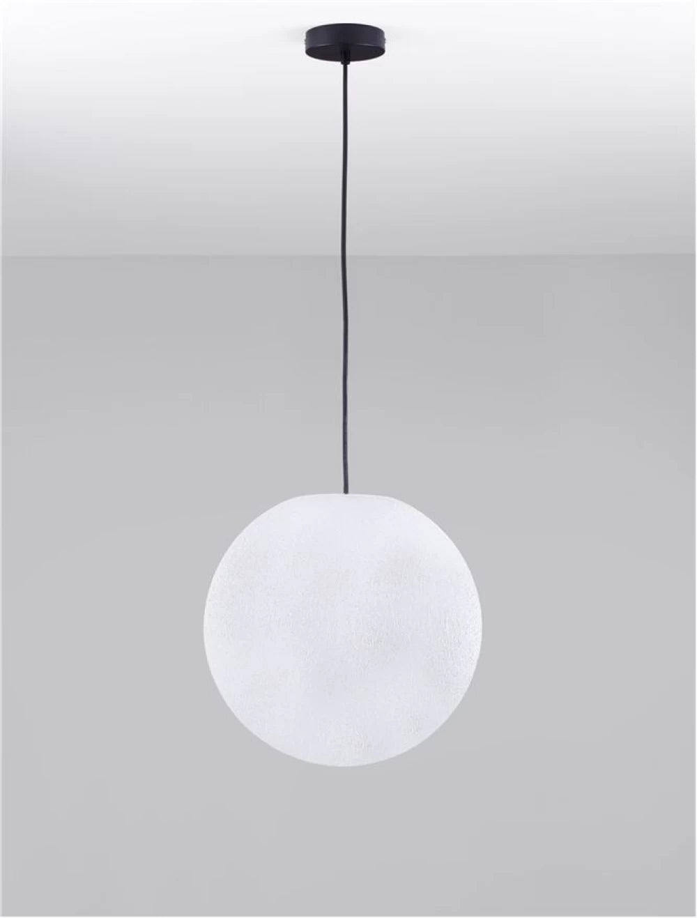 Pendul de exterior din metal Negru si Abajur din Fibra de rasina Alb H250xD40cm IP65 12W Moon