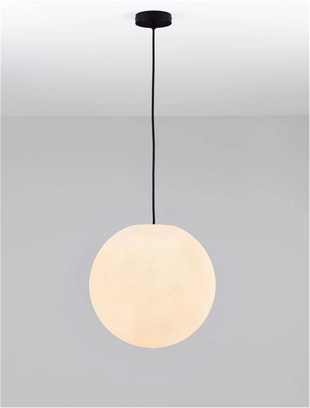Pendul de exterior din metal Negru si Abajur din Fibra de rasina Alb H250xD40cm IP65 12W Moon