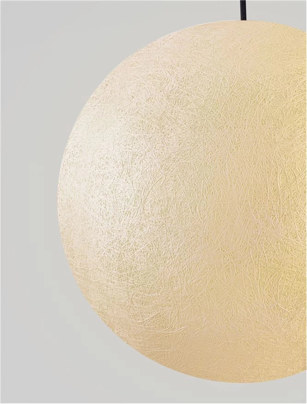 Pendul de exterior din metal Negru si Abajur din Fibra de rasina Alb H250xD40cm IP65 12W Moon