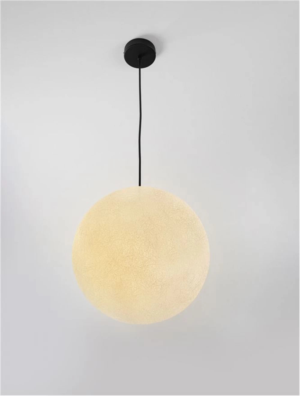 Pendul de exterior din metal Negru si Abajur din Fibra de rasina Alb H250xD40cm IP65 12W Moon