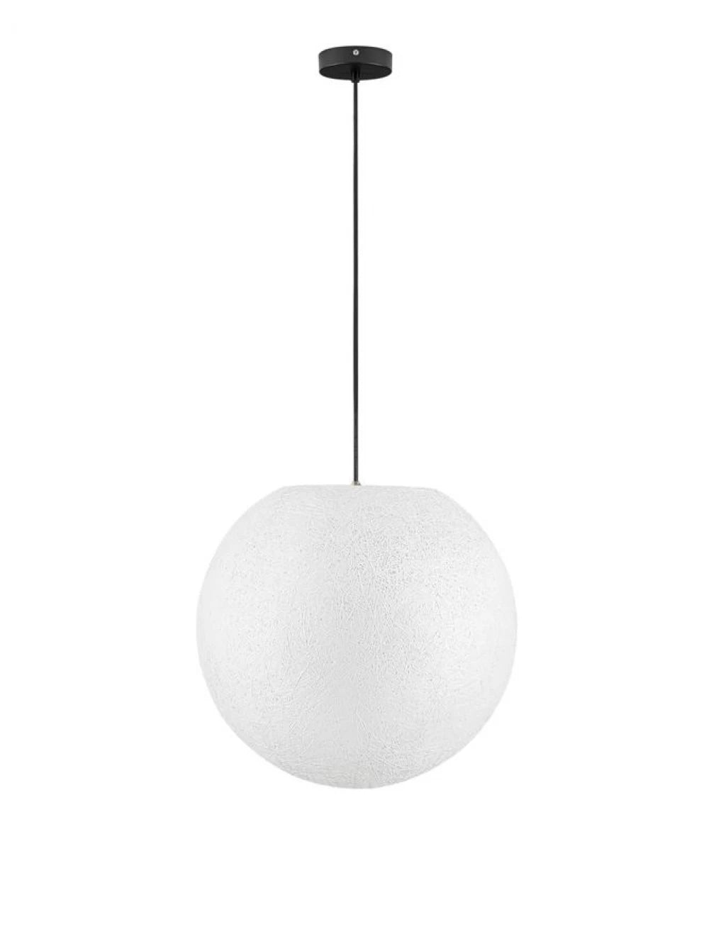 Pendul de exterior din metal Negru si Abajur din Fibra de rasina Alb H250xD50cm IP65 12W Moon