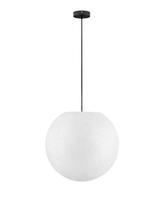 Pendul de exterior din metal Negru si Abajur din Fibra de rasina Alb H250xD50cm IP65 12W Moon
