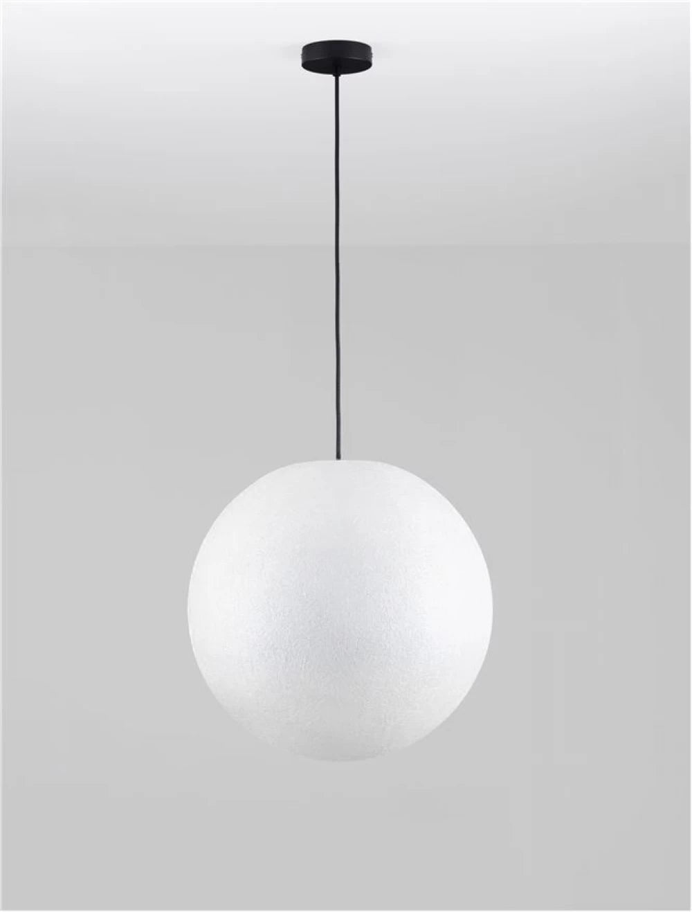 Pendul de exterior din metal Negru si Abajur din Fibra de rasina Alb H250xD50cm IP65 12W Moon