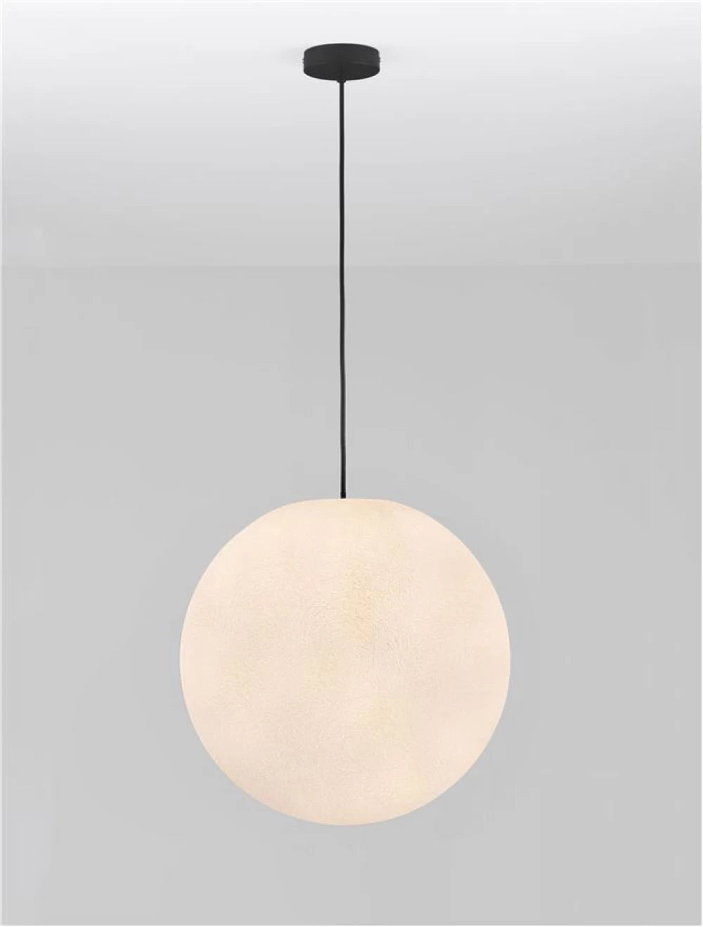 Pendul de exterior din metal Negru si Abajur din Fibra de rasina Alb H250xD50cm IP65 12W Moon