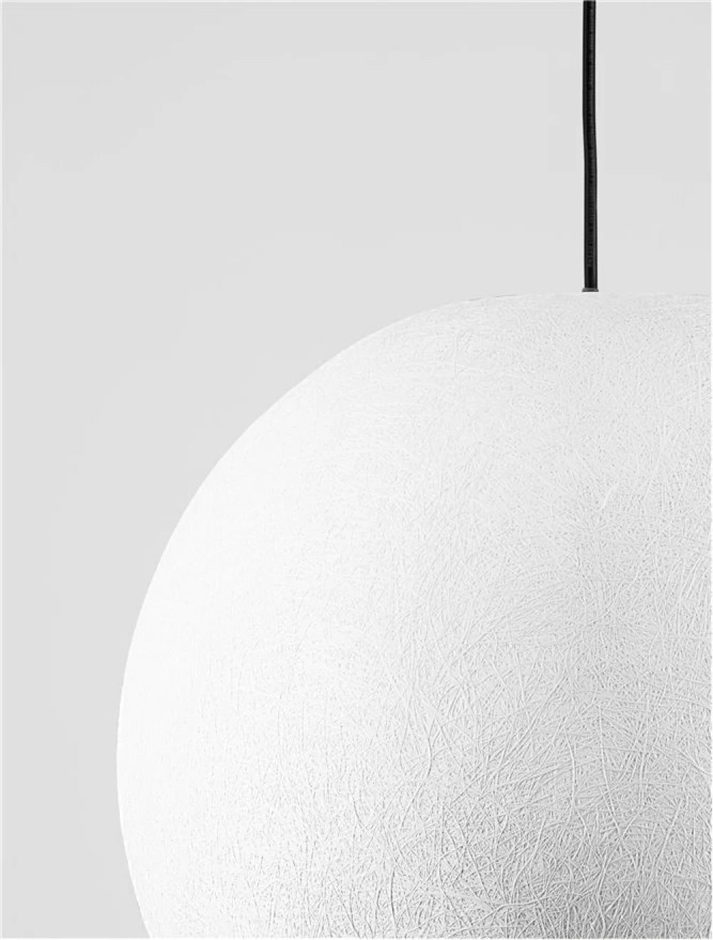 Pendul de exterior din metal Negru si Abajur din Fibra de rasina Alb H250xD50cm IP65 12W Moon