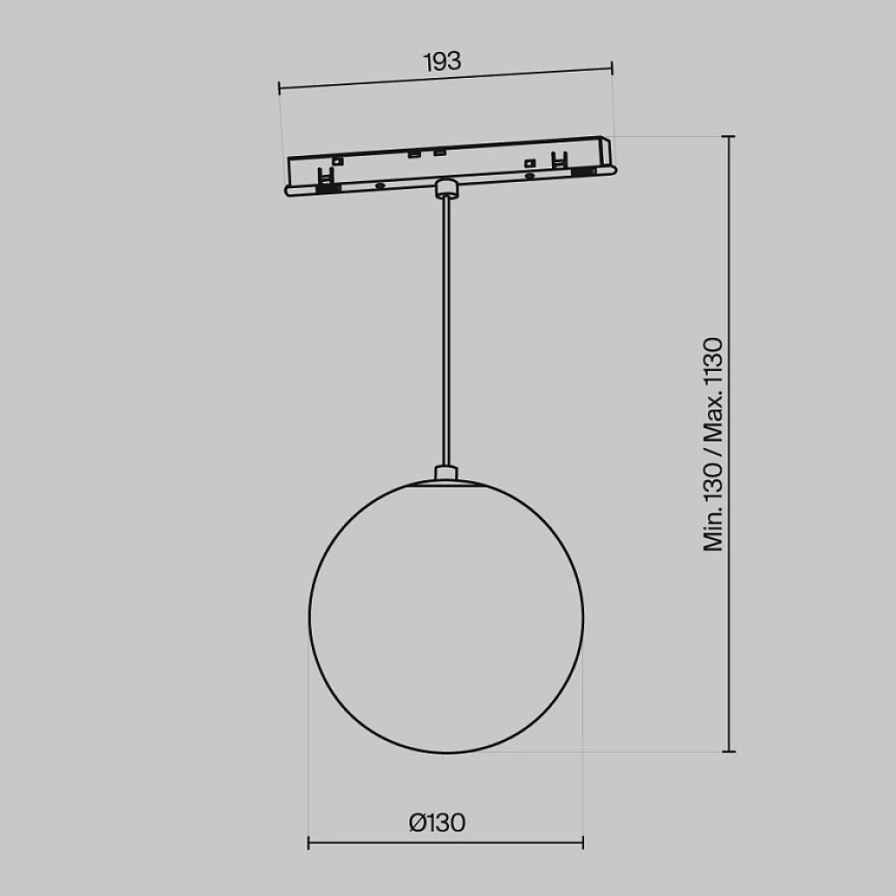 Pendul pentru sina Exility din Aluminiu Negru cu abajur din Sticla Alb H113xD13cm IP20 6W 350lm 2700-6000k Luna
