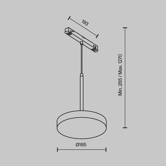 Pendul pentru sina Exility din Aluminiu Negru H127xD18.5cm IP20 15W 769lm 2700-6000k Plato