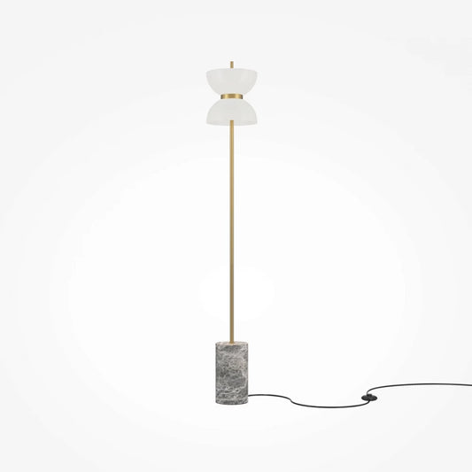 Lampa de podea din Metal Auriu si Abajur din Sticla Alb 11W 1300lm 3000k D22xH145cm Kyoto