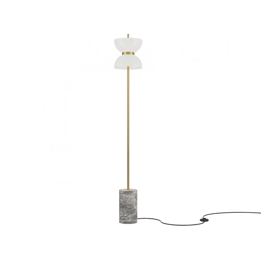 Lampa de podea din Metal Auriu si Abajur din Sticla Alb 11W 1300lm 3000k D22xH145cm Kyoto