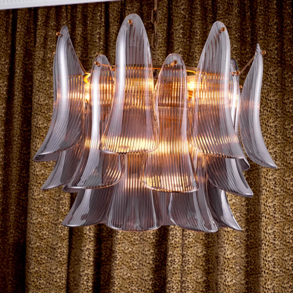 Candelabru din Metal Alama si Sticla Fumurie H57xD72cm Amun Eichholtz
