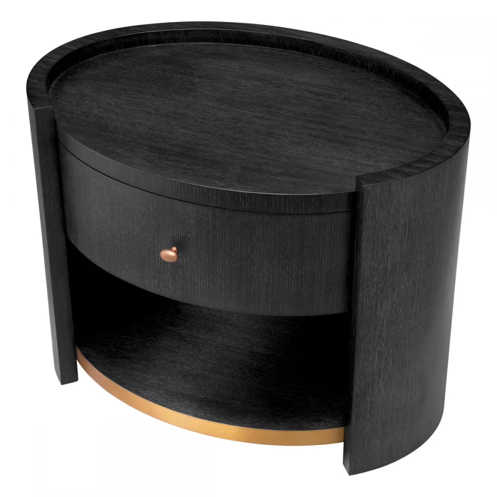 Noptiera din Furnir de stejar Gri carbune L80xH60.5cm Rosemberg Eichholtz