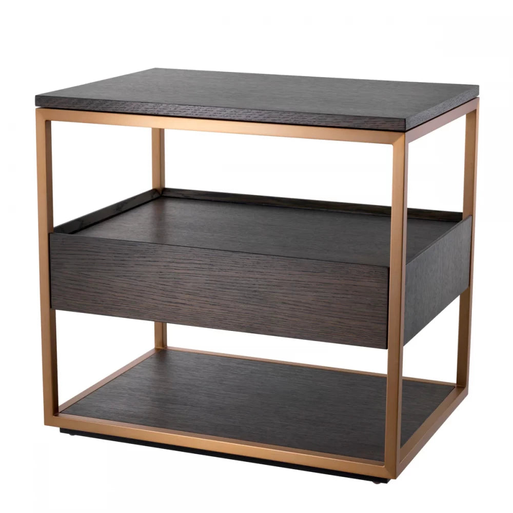 Noptiera din Metal Alama si Furnir de stejar Maro mocha L65xH61cm Parker Eichholtz