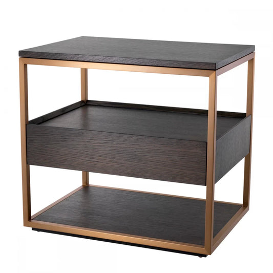 Noptiera din Metal Alama si Furnir de stejar Maro mocha L65xH61cm Parker Eichholtz