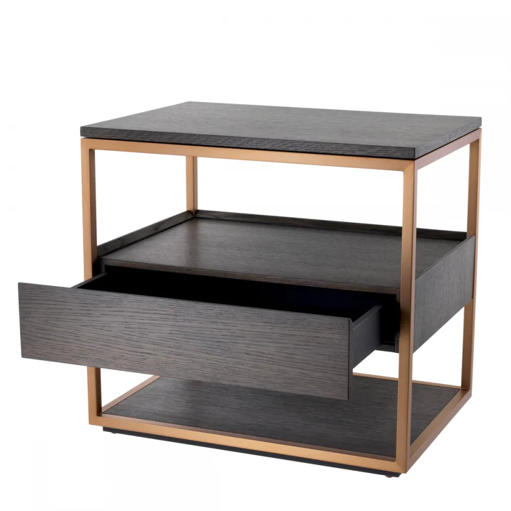 Noptiera din Metal Alama si Furnir de stejar Maro mocha L65xH61cm Parker Eichholtz