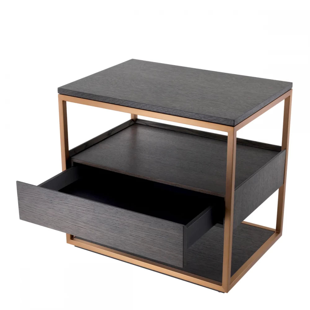 Noptiera din Metal Alama si Furnir de stejar Maro mocha L65xH61cm Parker Eichholtz