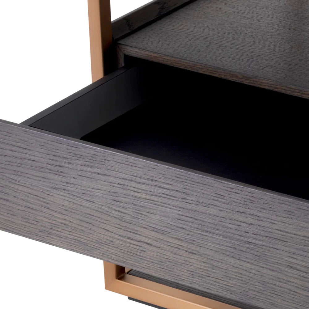 Noptiera din Metal Alama si Furnir de stejar Maro mocha L65xH61cm Parker Eichholtz