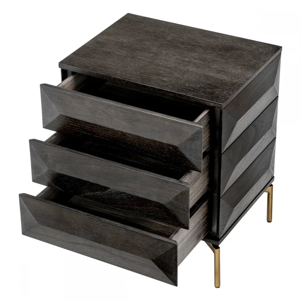 Noptiera din Metal Alama si Furnir de stejar Maro mocha L64xH72cm Denver Eichholtz