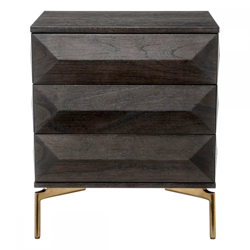 Noptiera din Metal Alama si Furnir de stejar Maro mocha L64xH72cm Denver Eichholtz