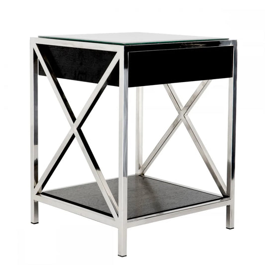 Noptiera din Otel inoxidabil Argintiu si Oglinda L47xH61cm Beverly Hills Eichholtz