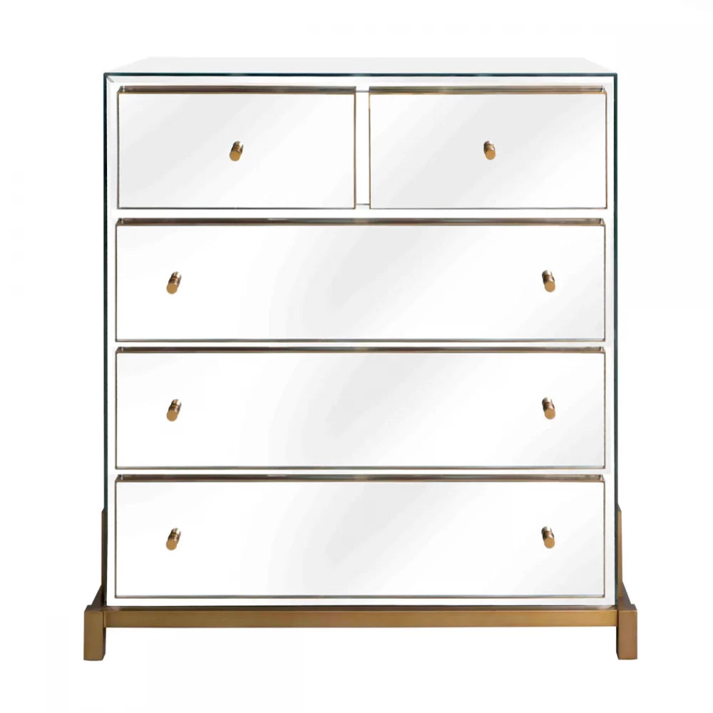 Comoda din MDF/Metal Negru/Alama si Oglinda  L85.5xH87.5cm Clarington Eichholtz