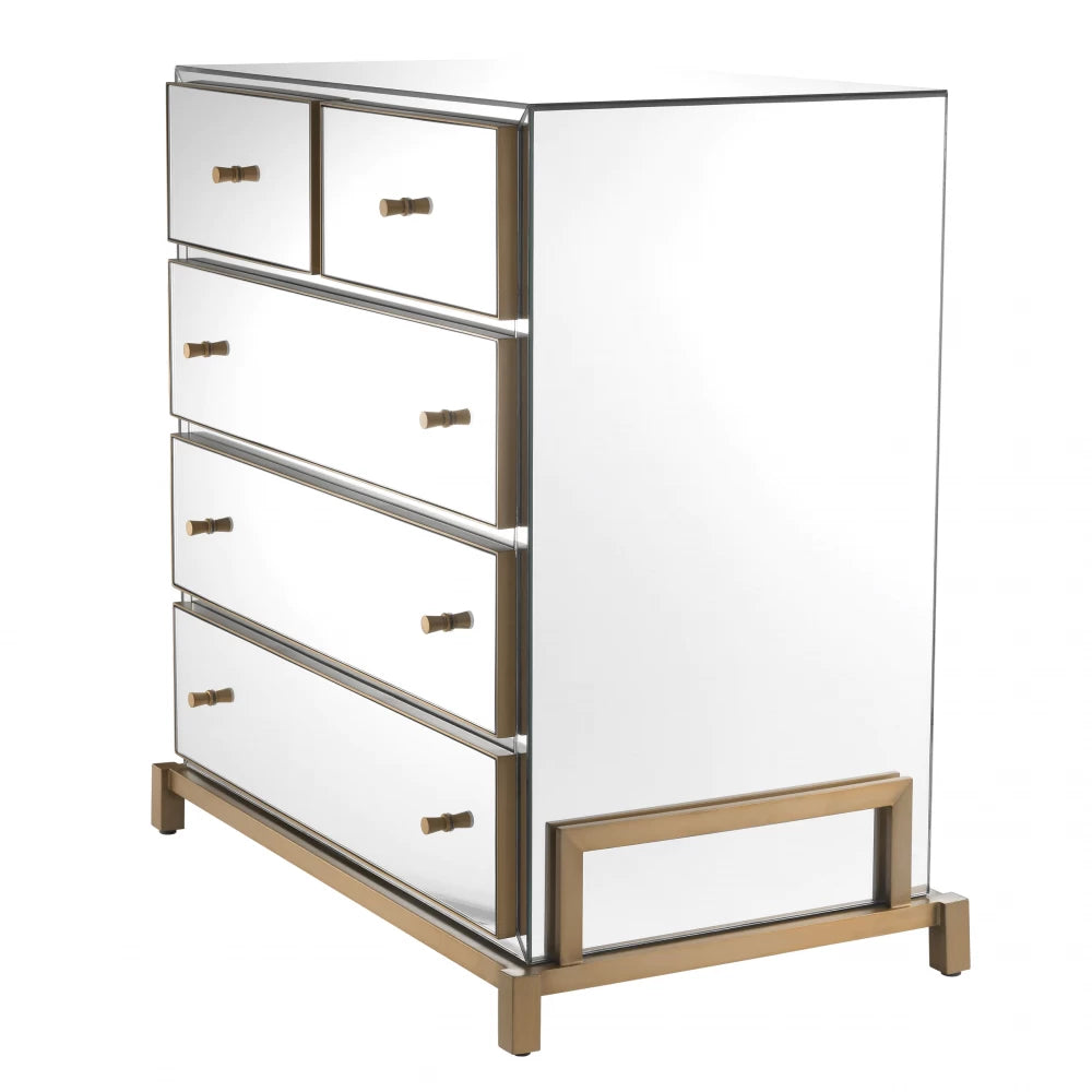Comoda din MDF/Metal Negru/Alama si Oglinda  L85.5xH87.5cm Clarington Eichholtz