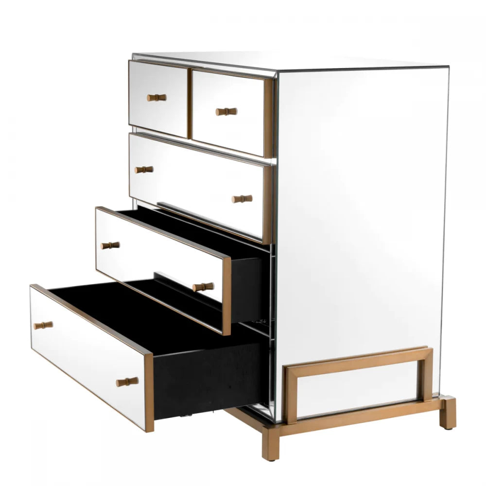 Comoda din MDF/Metal Negru/Alama si Oglinda  L85.5xH87.5cm Clarington Eichholtz