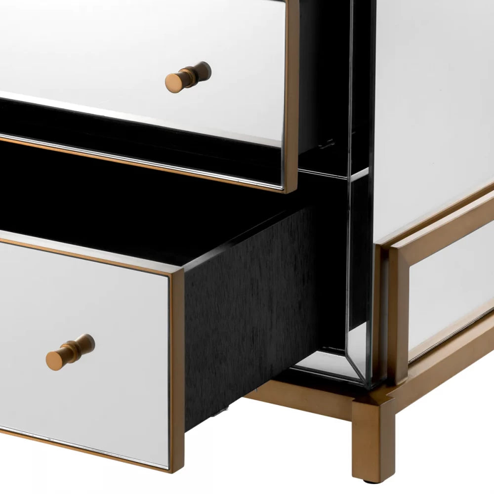 Comoda din MDF/Metal Negru/Alama si Oglinda  L85.5xH87.5cm Clarington Eichholtz