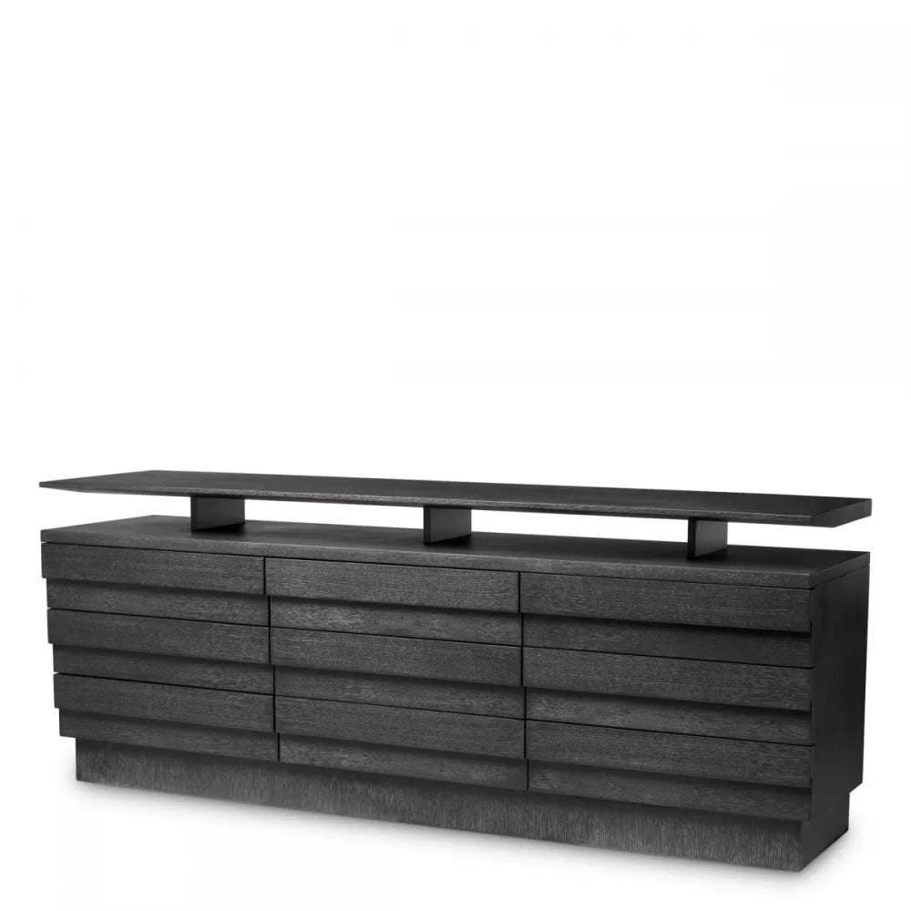 Comoda din Furnir de stejar Gri carbune L200xH79cm Quintino Eichholtz