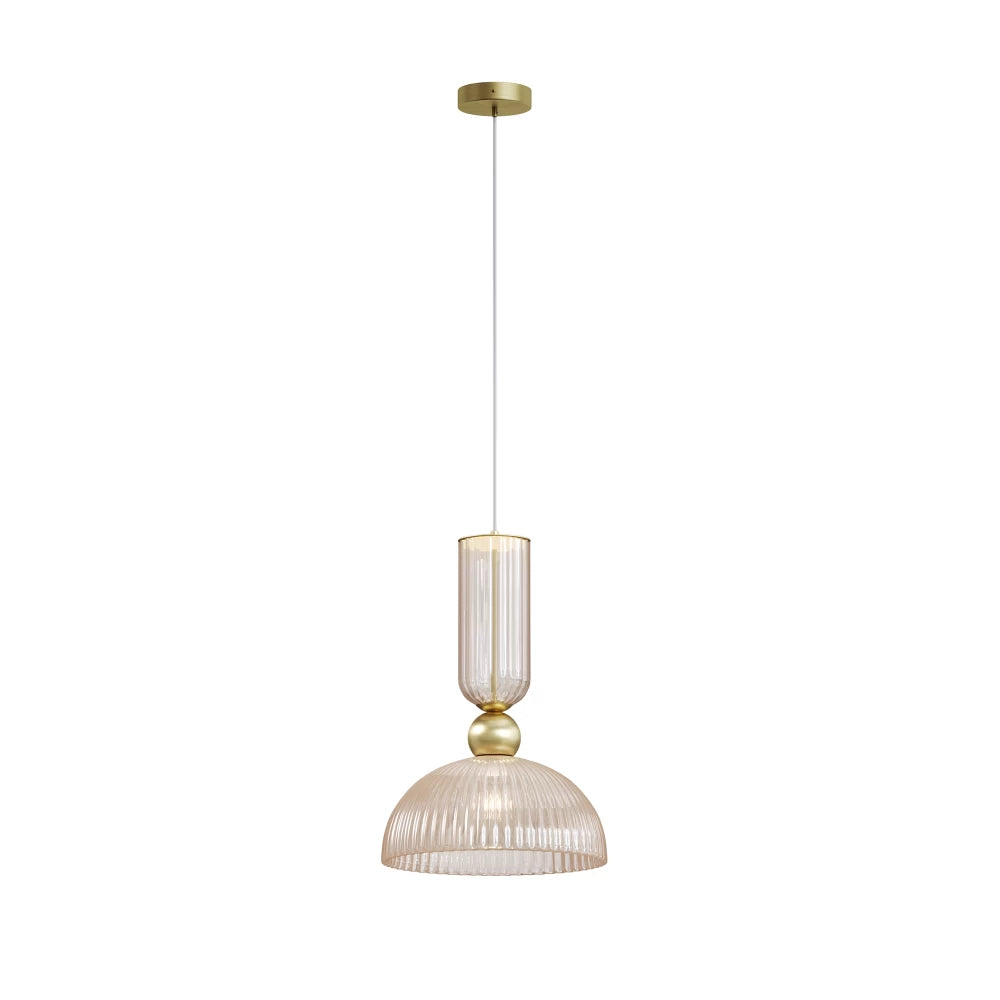 Pendul din Metal Auriu si Sticla Auriu Cognac H345.5xL30cm Antic