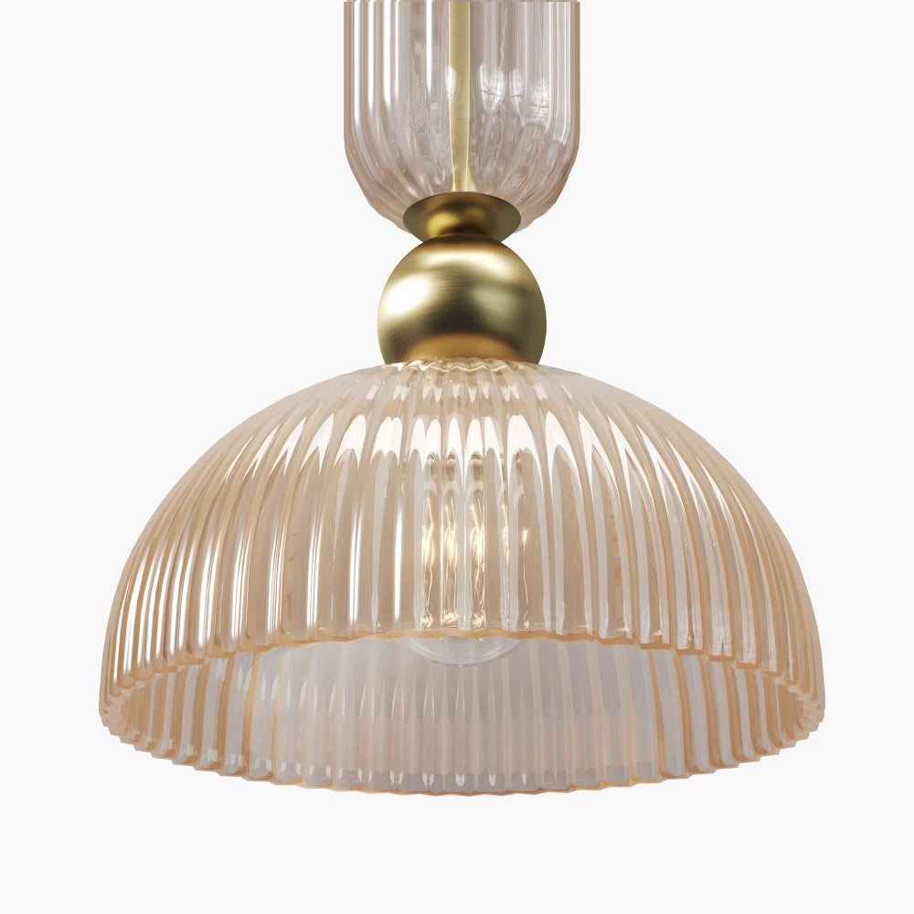 Pendul din Metal Auriu si Sticla Auriu Cognac H345.5xL30cm Antic