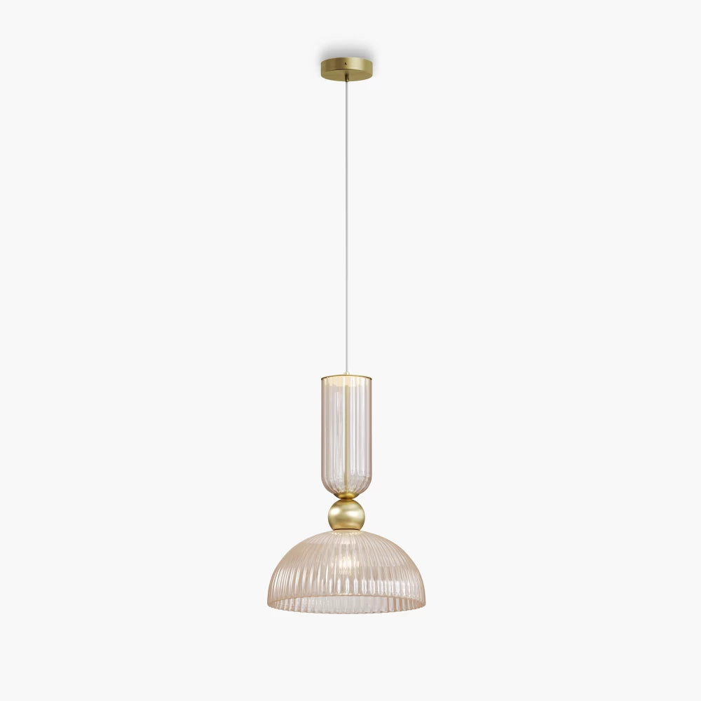Pendul din Metal Auriu si Sticla Auriu Cognac H345.5xL30cm Antic