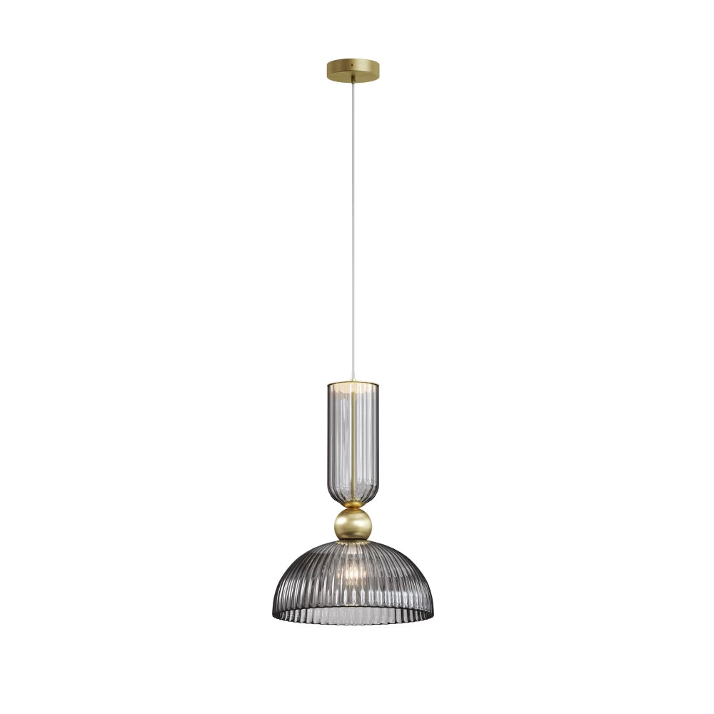 Pendul din Metal Auriu si Sticla Gri H345.5xL30cm Antic