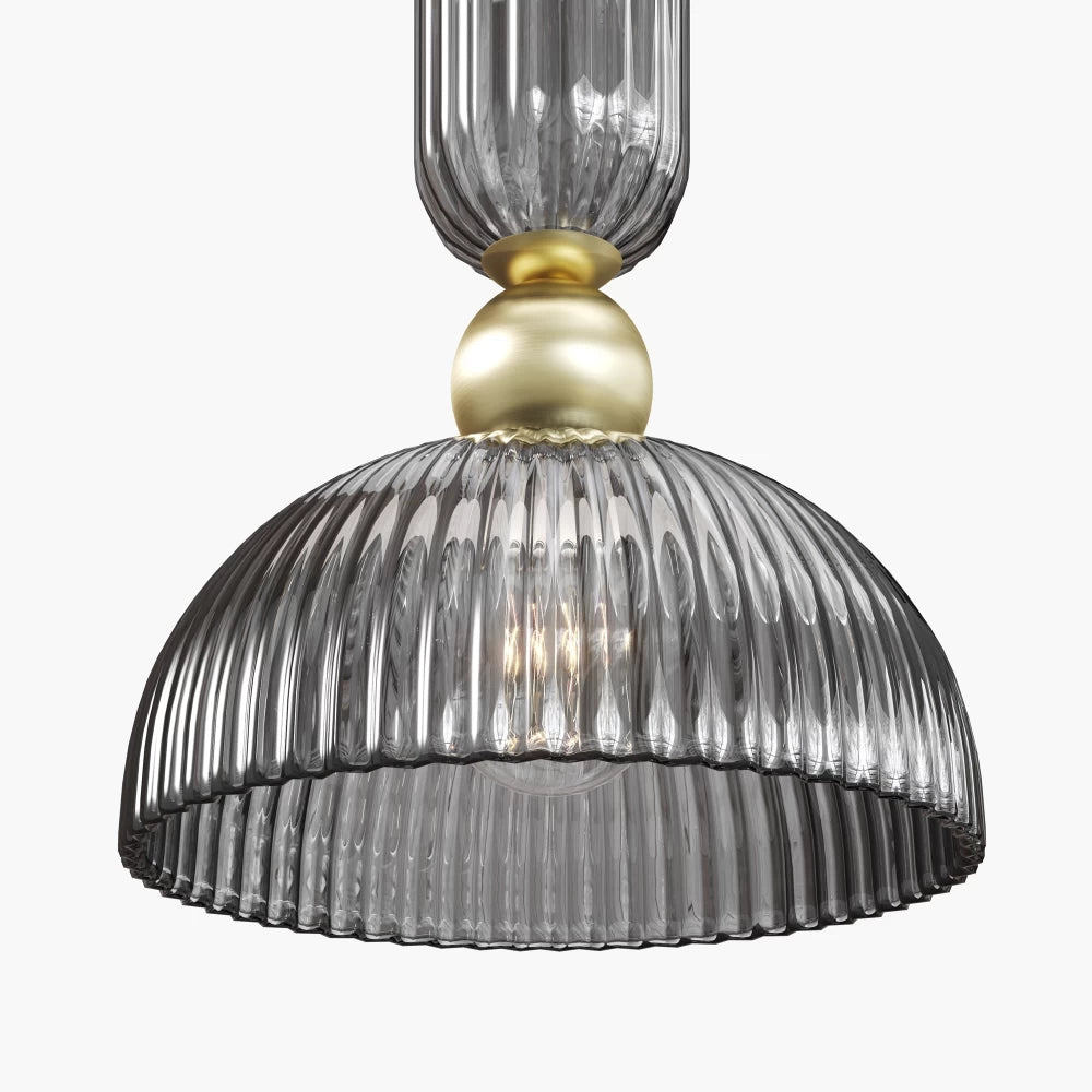 Pendul din Metal Auriu si Sticla Gri H345.5xL30cm Antic