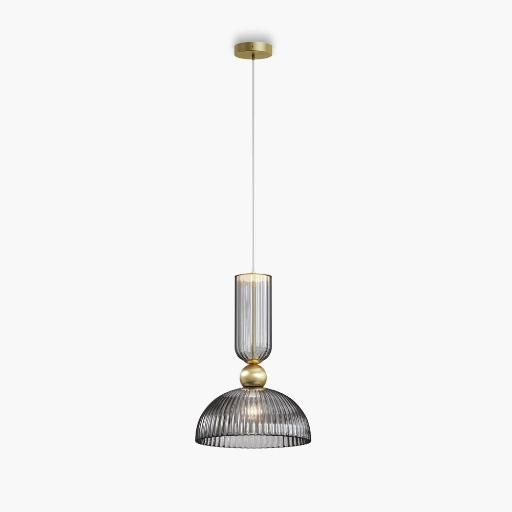 Pendul din Metal Auriu si Sticla Gri H345.5xL30cm Antic