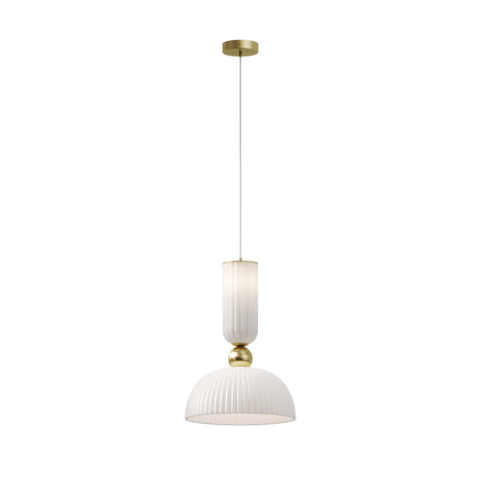 Pendul din Metal Auriu si Sticla Alb H345.5xL30cm Antic