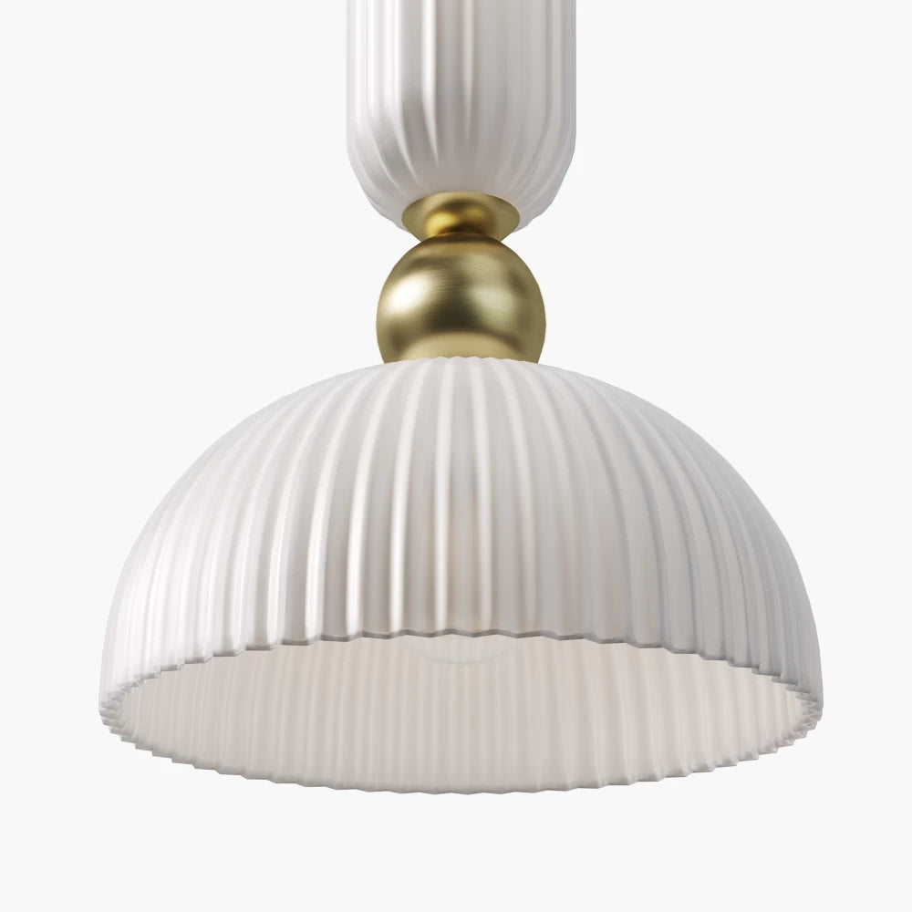 Pendul din Metal Auriu si Sticla Alb H345.5xL30cm Antic
