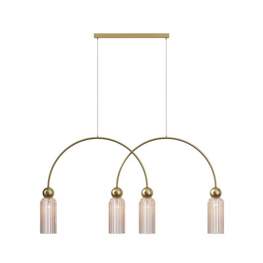 Lustra din Metal Auriu si Sticla Auriu Cognac H60xL110cm Antic