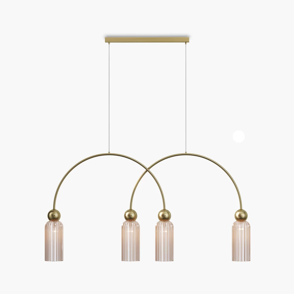 Lustra din Metal Auriu si Sticla Auriu Cognac H60xL110cm Antic