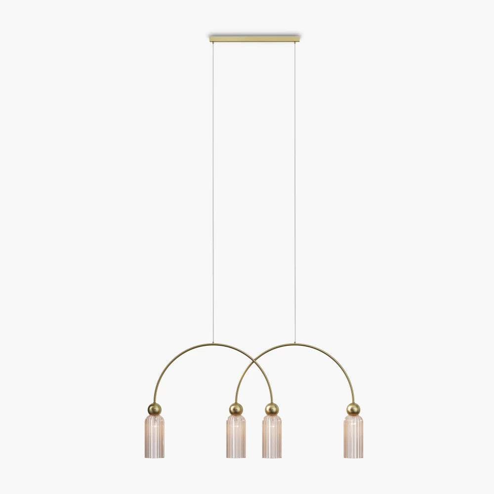 Lustra din Metal Auriu si Sticla Auriu Cognac H60xL110cm Antic