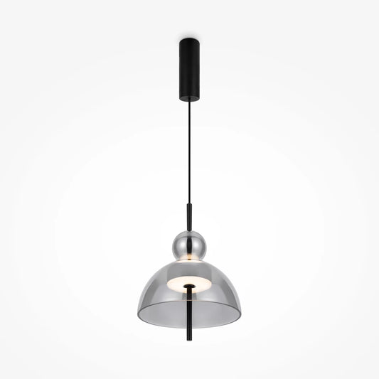 Pendul din Metal Negru si Sticla Fumuriu H349.5xD25cm Bangkok