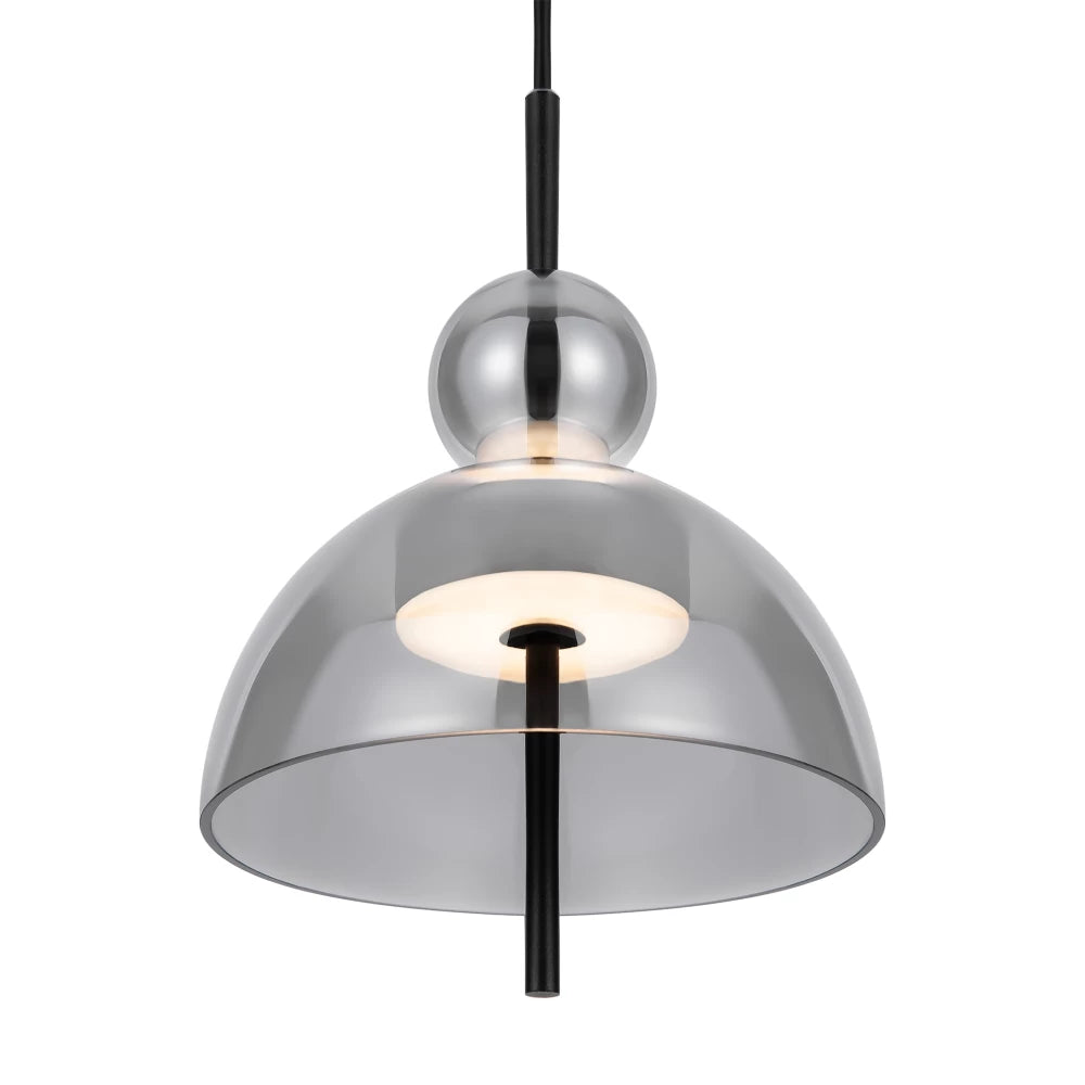 Pendul din Metal Negru si Sticla Fumuriu H349.5xD25cm Bangkok