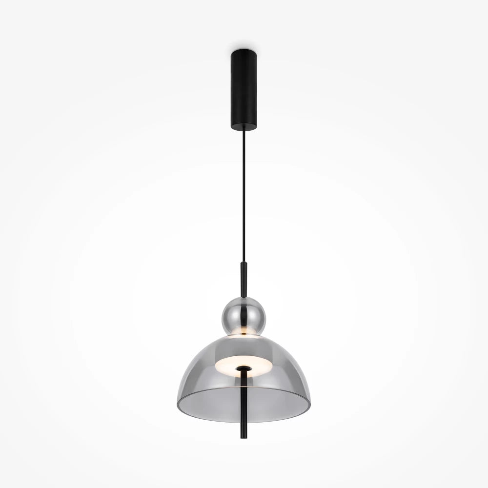 Pendul din Metal Negru si Sticla Fumuriu H349.5xD25cm Bangkok