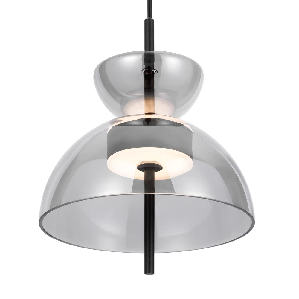 Pendul din Metal Negru si Sticla Fumuriu H348xD25cm Bangkok