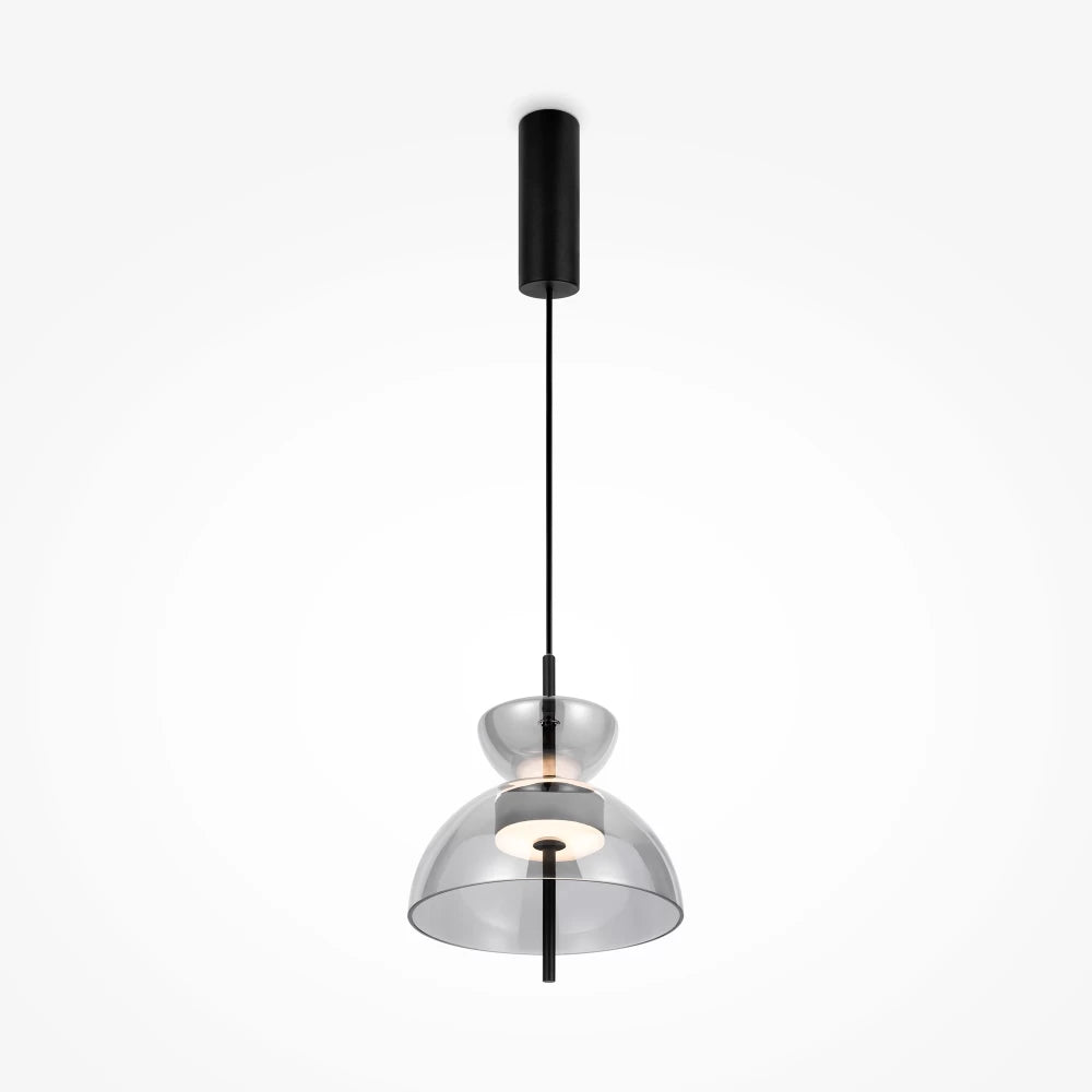 Pendul din Metal Negru si Sticla Fumuriu H348xD25cm Bangkok