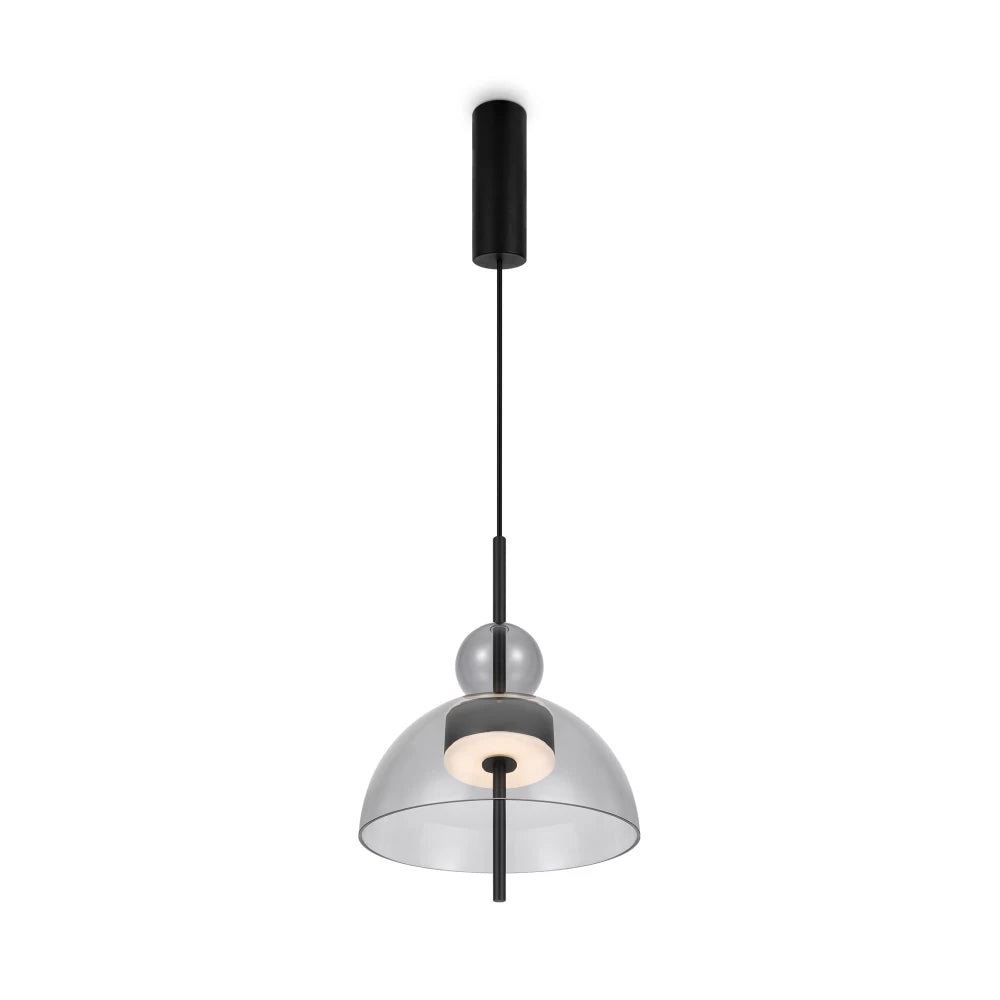 Pendul din Metal Negru si Sticla Gri H349.5xD25cm Bangkok