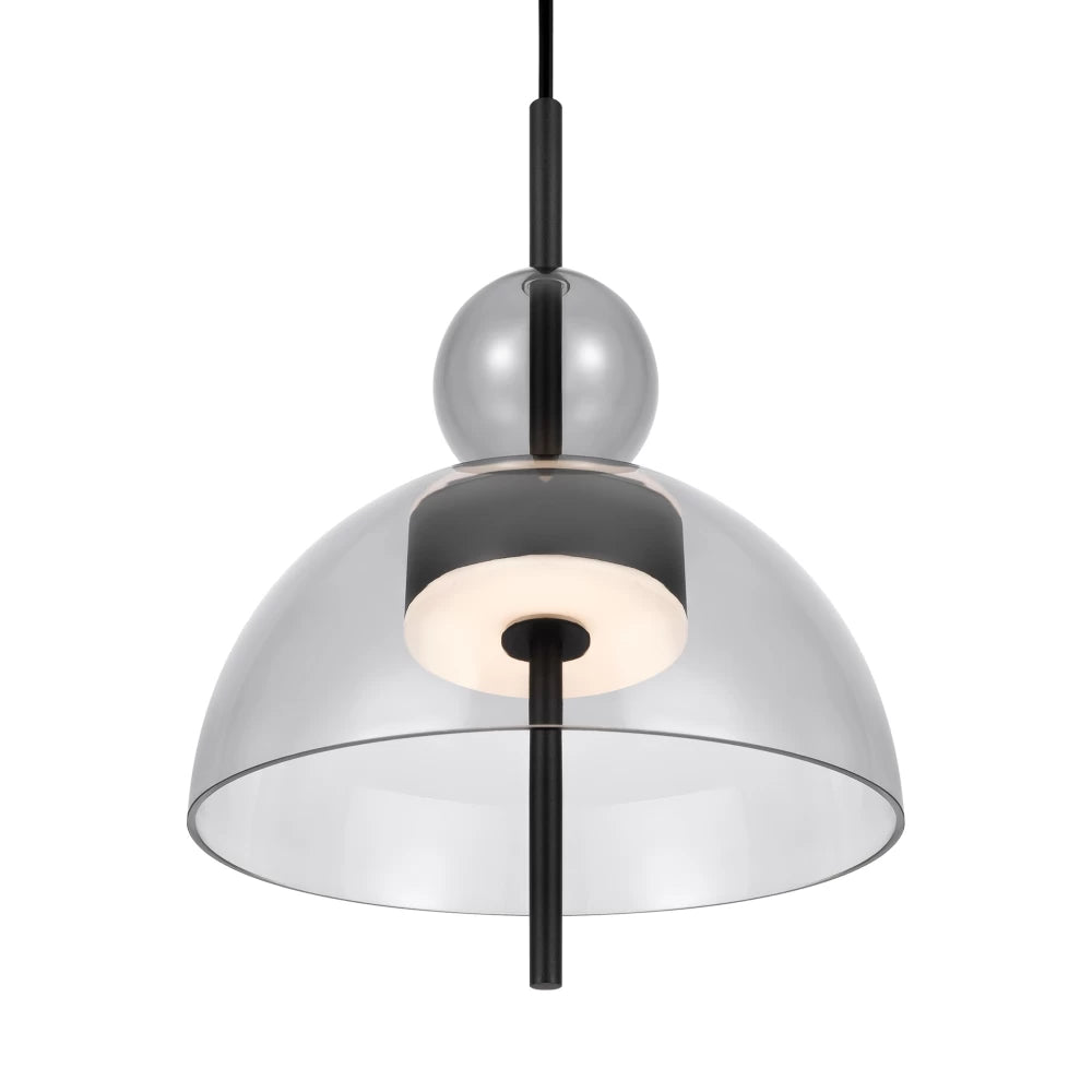 Pendul din Metal Negru si Sticla Gri H349.5xD25cm Bangkok