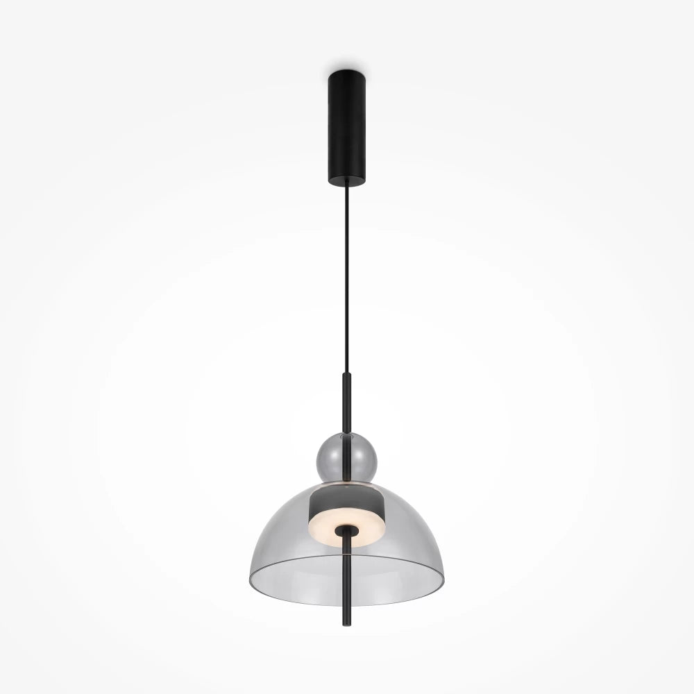 Pendul din Metal Negru si Sticla Gri H349.5xD25cm Bangkok