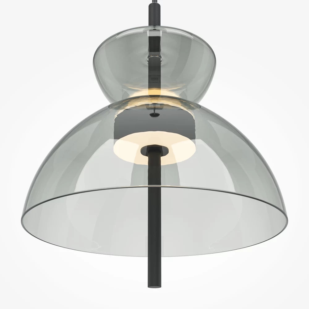 Pendul din Metal Negru si Sticla Gri H348xD25cm Bangkok